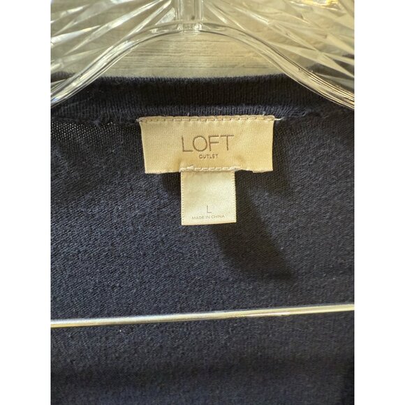 Loft Outlet Navy Blue Lightweight Open Front Cardigan Womens Size M Cotton Blend - Picture 4 of 8